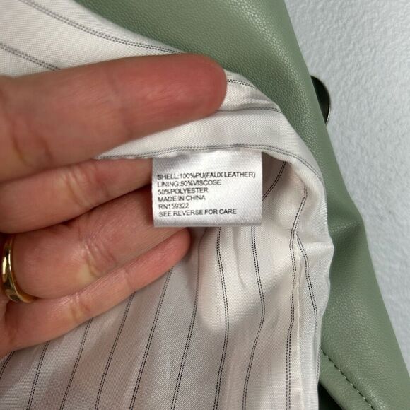 CENTRAL PARK WEST Devon Vegan Leather Blazer in Sage - Picture 7 of 9